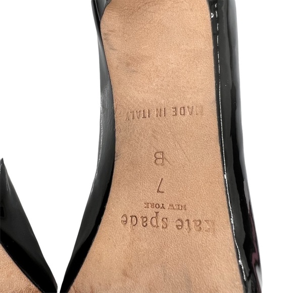 Kate Spade Black Patent Leather Peep Toe Heels Size 7 Women's - Picture 2 of 8